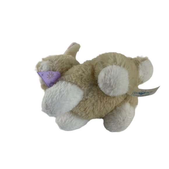 Hug Fun Cream Bunny Rabbit Plush 7" Purple Floral Bow Pink Glitter Ears Easter - Picture 4 of 6